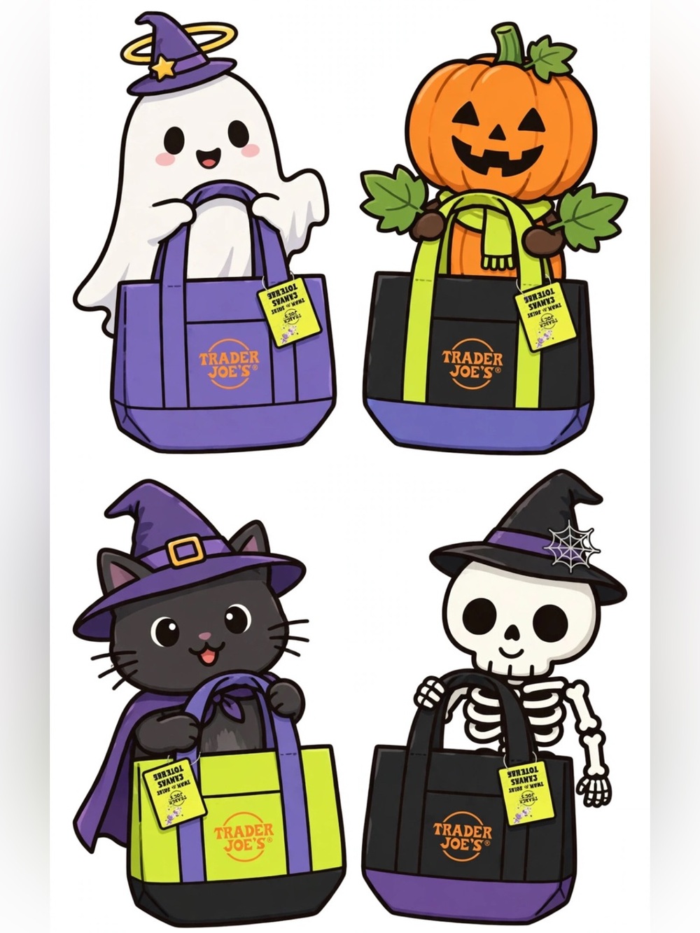 4 Trick-or-Treat Trader Joe’s mini canvas totes